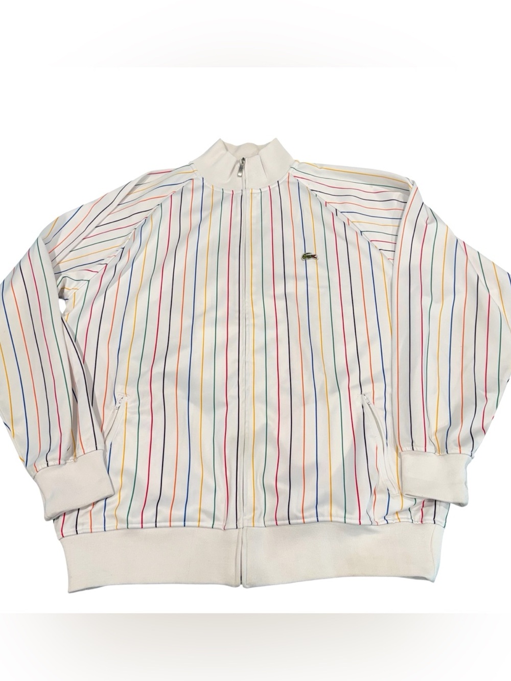 Lacoste vintage rainbow stripe men’s size 8 US 3XL jacket full zip READ